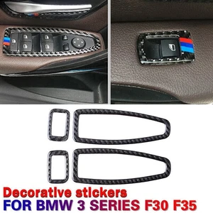 Real Carbon Fiber Door Window Switch Panel Trim Set For BMW 3 4 Series F30 F34 - Picture 1 of 6