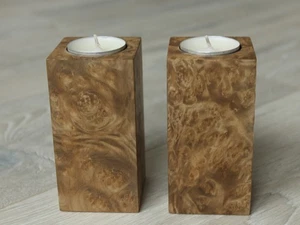 Centro de mesa de Navidad, candelabros de madera exótica burl, juego de 2 - Imagen 1 de 10