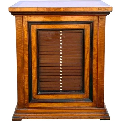 Gabinete de mesa corredera microscopio puerta acristalada abedul burlado flamenco siglo XIX Foto 1 de 4