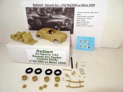 RENAULT 4cv Spyder Barquette n°62 DNS Le Mans 1950 C.Hardy Kit ReStart 1/43 - Photo 1/3