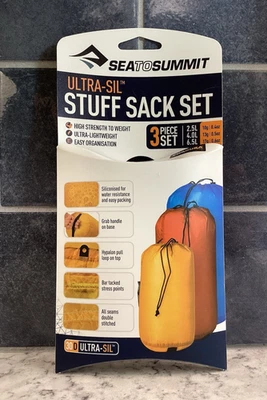 SEA TO SUMMIT ULTRA-SIL JUEGO DE SACOS DE MATERIAL JUEGO DE 3 PIEZAS (2,5 L, 4,0 L y 6,5 L) NUEVO Foto 1 de 3