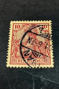 Rare 1931 10 Pfennig Germany Reichspost Red Used Stamp Fine Hinged - Picture 1 of 5