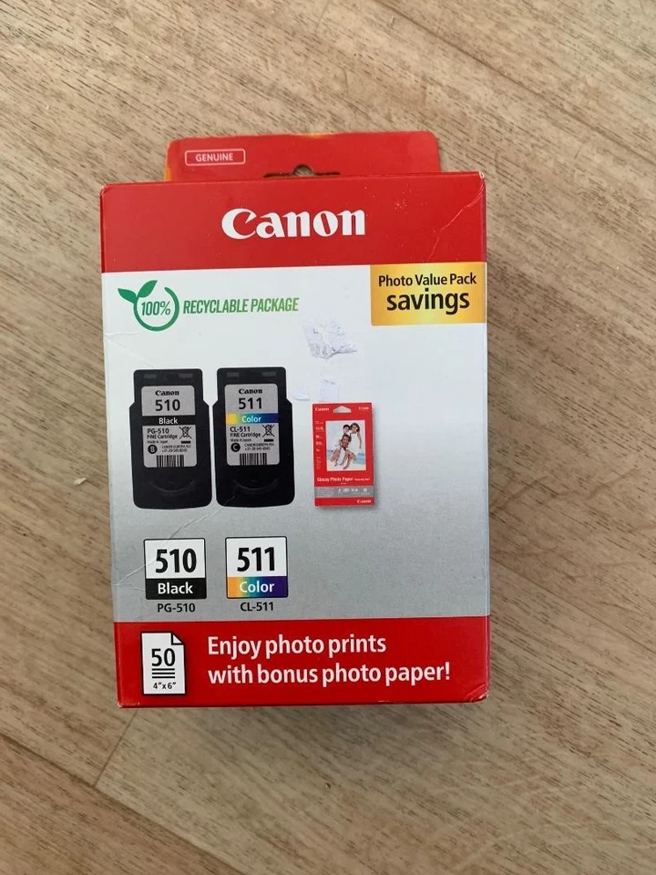 Cartucce di inchiostro originali Canon PG-510 / CL-511 - scatola sigillata e leggermente usurata - Immagine 1 di 1