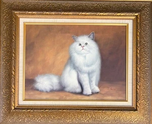 T KAIN ORIGINAL UNIKAT GEMÄLDE AUF LEINWAND KATZE HANDSIGNIERT GERAHMT - Bild 1 von 1