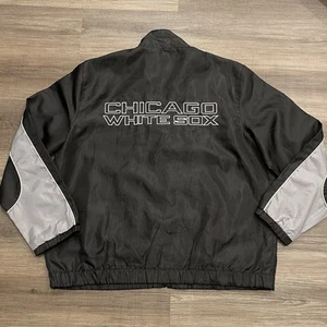 Chicago White Sox Jacket Adult XL Full Zip Windbreaker G-III Black Vtg - Picture 1 of 12