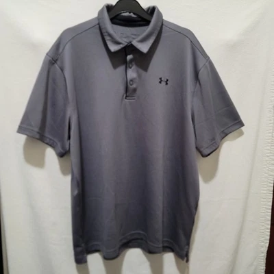 Camisa polo masculina Under Armour HeatGear tamanho X-grande listrada cinza manga curta - Imagem 1 de 4
