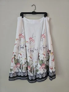 Falda midi floral de prado de primavera suave envolvente marfil talla grande - Imagen 1 de 7