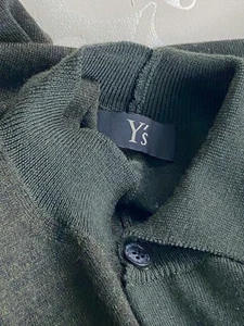 VINTAGE YOHJI YAMAMOTO WOOL KNIT ASYMMETRICAL PONCHO SWEATER 2 TONE OLIVE GREEN - Picture 1 of 6