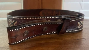Vintage Southern Pride Flagge Leder Used Gürtel 42 HECHO EN MEXICO ohne Schnalle - Bild 1 von 7