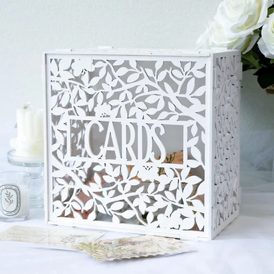 OurWarm White Wedding Card Box for Wedding Reception, Wood Gift Card Box with... - Image 1 of 4