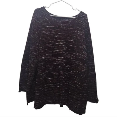 Suéter Catherines Granate y Blanco Tejido Mármol Talla Grande 2X 22/24W Acogedor Foto 1 de 4