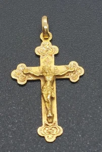 Ciondolo crocifisso/croce vintage in oro giallo 22 ct (1,85 g) 36,6 mm (L) - Foto 1 di 10