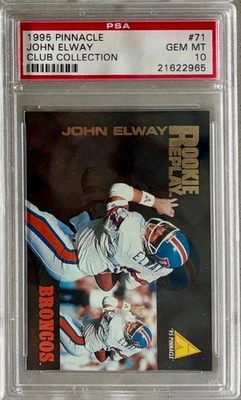 1995 Pinnacle #71 John Elway PSA 10 POP 2 Club Collection Denver Broncos HOF - Image 1 of 2