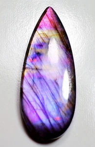 33 Ct 6X16X39 mm Natural Purple Fire Labradorite Pear Cabochon Gemstone RK-259 - Picture 1 of 2