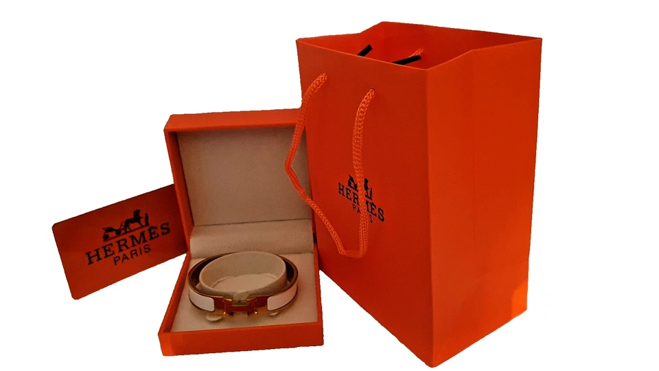 HERMES ARMBAND CLIC H, NEU, WEISS / GOLD, OVP MIT KARTON + KAUFBELEG 2025, 660 E - Bild 1 von 4