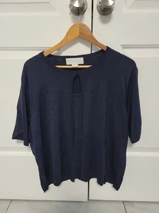 Maggie McNaughton 100 % Seide Kurzarm Marine Strickjacke Oberteil Größe 1X  - Bild 1 von 9
