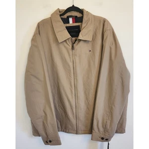 Tommy Hilfiger Mens Bomber Jacket Wind Water Resistant Quilt Lined Beige XXL NWT - Picture 1 of 10