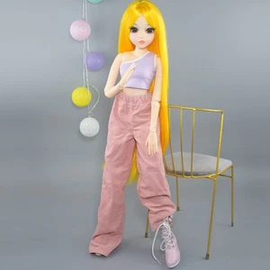 60cm Height Female Joints Body Doll with Vest Pants Shoes Wigs Full Set BJD Toy - Picture 1 of 17