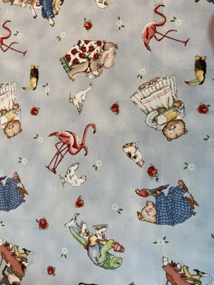 SOUTH SEA IMPORTS Hungry Animal Alphabet cotton Nursery fabric J Wecker by the yard light blue