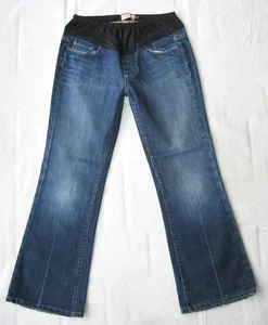 Paige Laurel Canyon Maternity Bootcut Jeans Sz 31 Blue Distressed+Stretch L28.5 - Picture 1 of 10