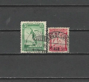 KOLUMBIEN , 1937 , NAT. OLYMPISCHE SPIELE, SATZ MIT 2 BRIEFMARKEN, PERF, GEBRAUCHT, CV 2,65 $ - Bild 1 von 1