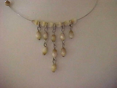 Topaz Moonstone Necklace Fringe Silver Choker Faceted Moonstone 16" - Image 1 of 2