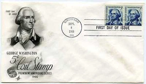 1304 5c George Washington Coil unaddressed ArtCraft, Handstempel, Paar, FDC - Bild 1 von 1