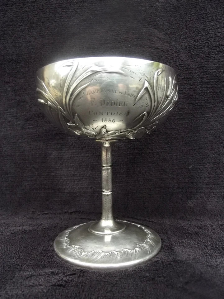 Pontoise 1886 Coupe Argent Poinçon minerve championnat de l'oise e. dedieu joncs - Photo 1/4