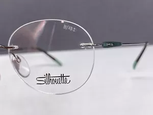 Silhouette Brille Herren Damen silber grün panto Randlos Titan 5500 NP:399€ - Bild 1 von 16