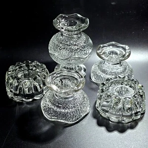 vtg assorted glass taper candleholders lot/6 tapers wedding decor tablesetting - Picture 1 of 9