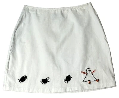 Falda Michael Simon Niña Blanca Bordada Halloween Diseño Arañas Fantasma Niños Foto 1 de 4