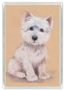 WEST HIGHLAND WHITE TERRIER WESTIE DOG PRINT NOVELTY FRIDGE MAGNET GREAT GIFT - Picture 1 of 1