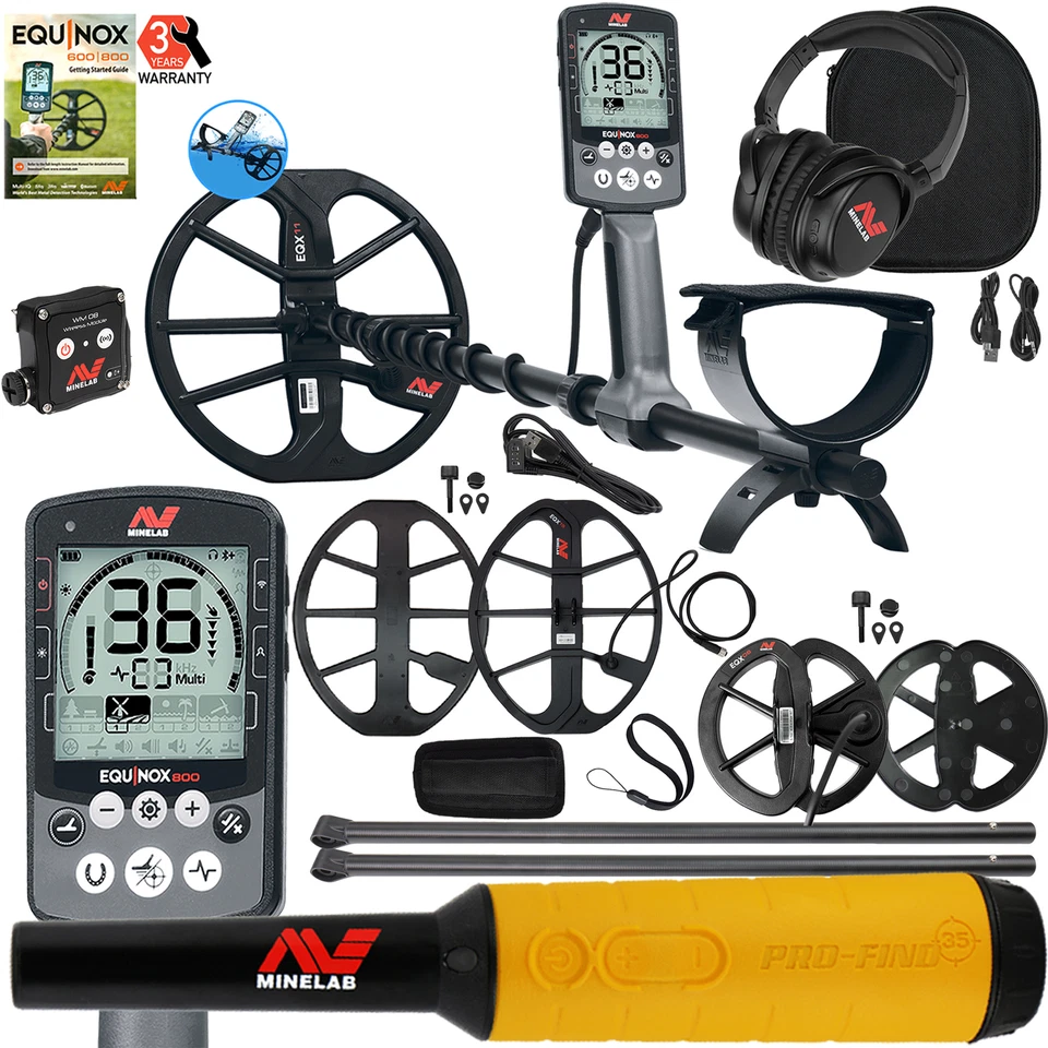 Minelab Equinox 800 Metal Detector with Pro Find 15 Carry Bag