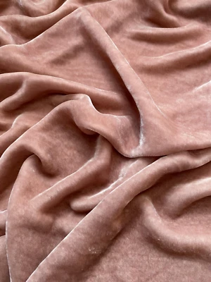 Almond Pink Silk Velvet Fabric by the Yard, 1/2 Yard and 1/4 Yard, 45" Wide, V73 - Image 1 of 3