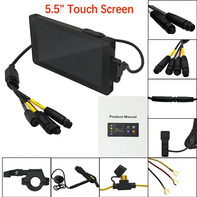 5.5" Touch Screen Motorcycle Dash Cam Apple CarPlay & Android Auto 64GB TF Card - Image 1 of 4