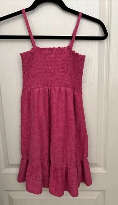 Винтажный Miken Kids розовый со сборками оборки Майка платье размер 7/8, съемный ремень - Изображение 1 из 4