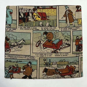 Funda de almohada de tira cómica 17 X 16 cuadrada francesa de dibujos animados del siglo XX - Imagen 1 de 4