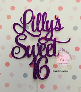 Personalised Sweet 16 16th Birthday Cake Topper Add ONE Name and Age - Picture 1 of 4