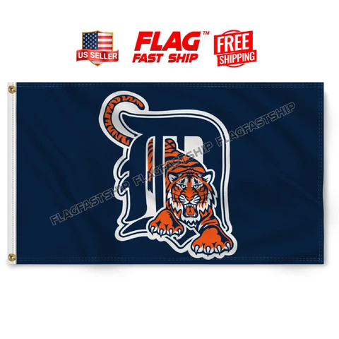 Detroit Tigers Flag 3x5 FT Banner Grommets Cave Man Fast FREE Shipping US Seller Cover
