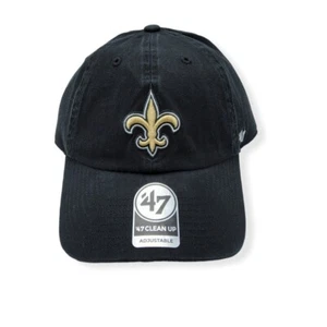 '47 New Orleans Saints Clean Up Black Adjustable Strap Hat Dad Cap - Picture 1 of 6