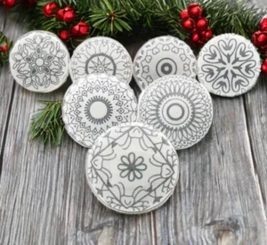 Grey and white knobs grey mandala mosaic ceramic cabinet knobs drawer handle - Picture 1 of 6