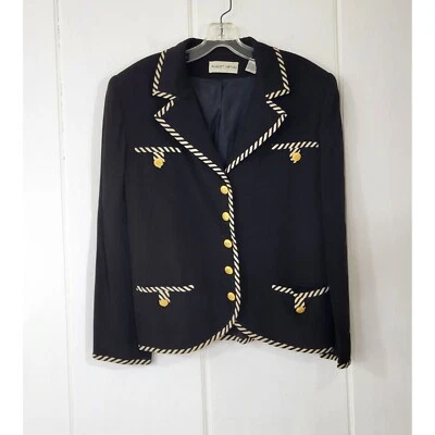 Vintage Albert Nippon Suit Jacket Black with Striped Trim - Image 1 of 4