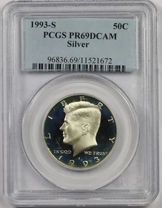 1993-S Silver 50C PCGS PR 69 DCAM Kennedy Half Dollar - Picture 1 of 4
