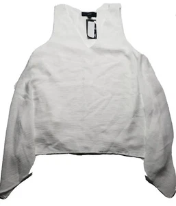 New MOSSIMO Size XS Shear Asymmetric Hem Lined White Sleeveless Blouse Top NWT - Picture 1 of 6