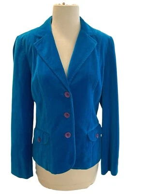 Chaqueta Blazer Talla 6 Vintage Años 90 Liz Claiborne Azul Teal Terciopelo Brillante Foto 1 de 4