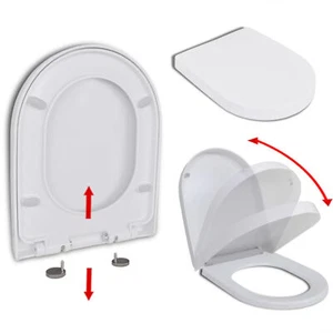 Weißer WC-Sitz mit Absenkautomatik und Quick-Relase-Funktion eckig D7J1 - Bild 1 von 9