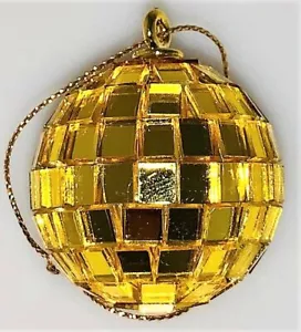 YELLOW MIRROR BALL ALUMINUM CHRISTMAS TREE ORNAMENTS - Picture 1 of 2