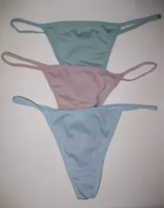 Shein 3pk pastel string side thong panties S 2 shades of blue/pink 80s kawaii - Picture 1 of 2