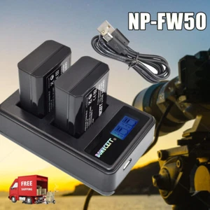 2X NP-FW50 Battery + Dual Charger For Sony Alpha A6500 A6400 A7S NEX-3 NEX-5N AU - Picture 1 of 12
