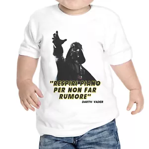 T-Shirt Neonato Respiri Piano Darth Vader Funny - Foto 1 di 1